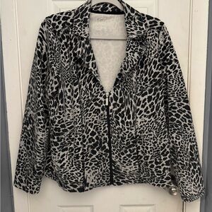 Kim Rogers Black and White Animal-Print Jacket